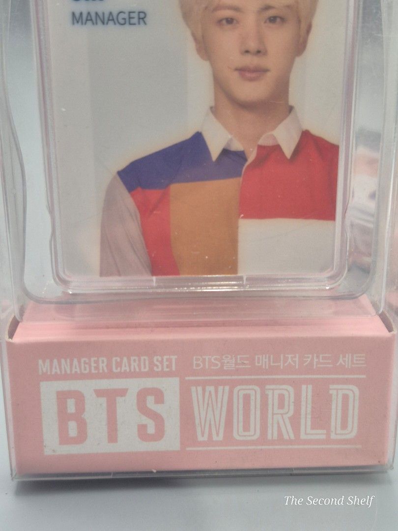 BTS WORLD Jin Manager Card Set (Official Merchandise) (Category: K-Wave Merchandise) located in Santa Rosa. Submitted by thesecondshelf (Listing ID 1443358410, Image 2). Description: BTS WORLD Jin Manager Card Set (Official Merchandise) Price: ₱650 Official BTS WORLD Manager Card Set featuring Jin. Released as part of the BTS WORLD collection by Big Hit Entertainment and Netmarble. Includes manager card, lanyard-style holder, and original packagi
