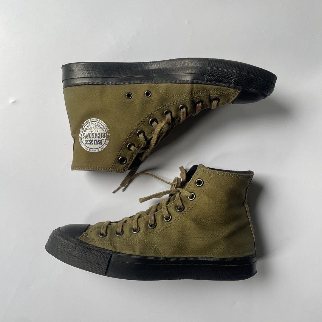 Buzz Rickson's BR02577 Ventile High-Cut Sneakers - (US 8-8.5) (Category: Sneakers) located in Manaoag. Submitted by mayonaise.store (Listing ID 1443399667, Image 2). Description: The Buzz Rickson’s BR02577 is a 1970s-inspired, U.S. Government Issue high-cut basketball sneaker featuring a 100% cotton, water-repellent Ventile fabric upper. These sneakers utilize vulcanized natural rubber soles and period-correct detailing for enhanced durability an