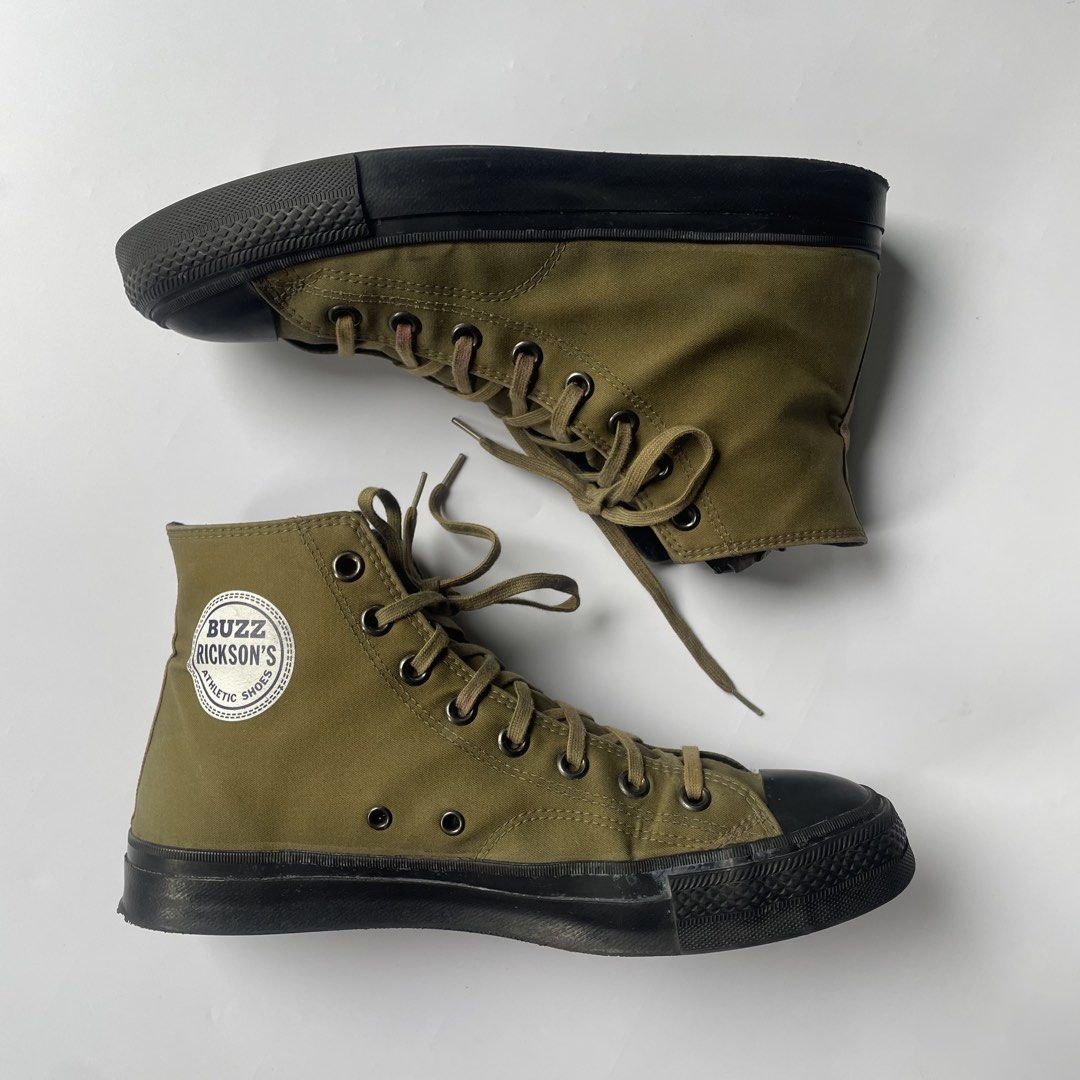 Buzz Rickson's BR02577 Ventile High-Cut Sneakers - (US 8-8.5) (Category: Sneakers) located in Manaoag. Submitted by mayonaise.store (Listing ID 1443399667, Image 3). Description: The Buzz Rickson’s BR02577 is a 1970s-inspired, U.S. Government Issue high-cut basketball sneaker featuring a 100% cotton, water-repellent Ventile fabric upper. These sneakers utilize vulcanized natural rubber soles and period-correct detailing for enhanced durability an