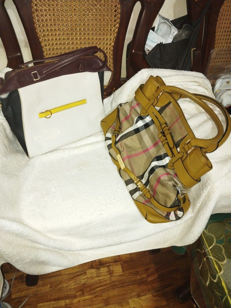 Celine, Burberry tote bags (Category: Luxury Bags & Wallets) located in Makati City. Submitted by fiercewind.7bf54e (Listing ID 1443324025, Image 1). Description: - Two stylish tote bags: one Celine and one Burberry. - Celine bag features a modern color-block design with a yellow accent. Burberry - Burberry bag showcases the iconic check pattern with leather trim. - Perfect for everyday use and adding a touch of luxury to your outfit..