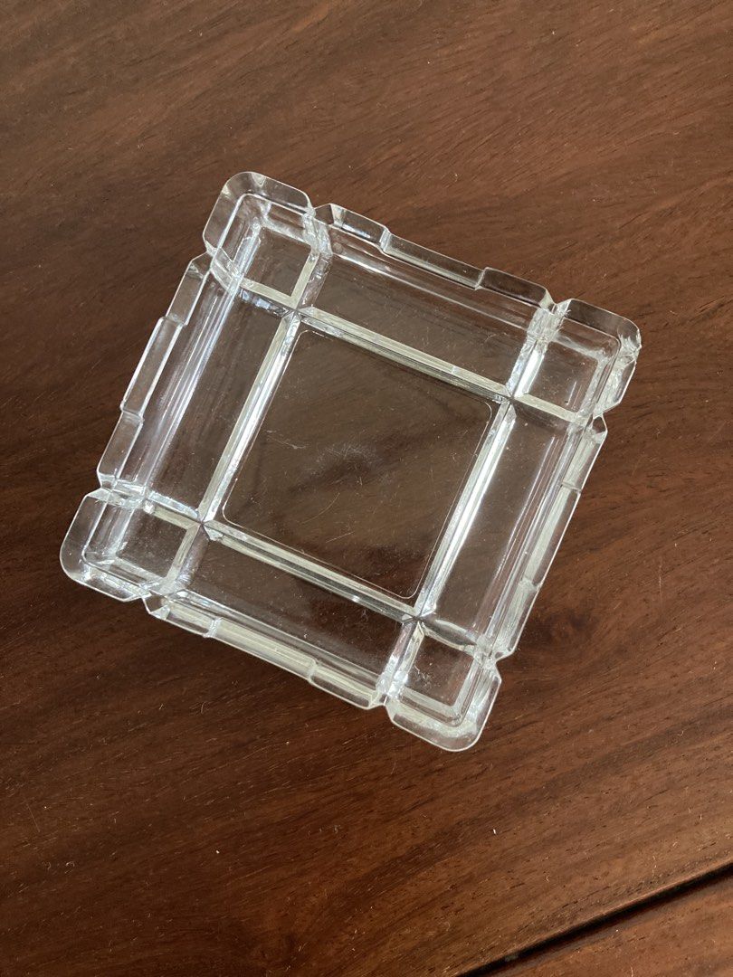 Clear Glass Square Dish  maybe ashtray