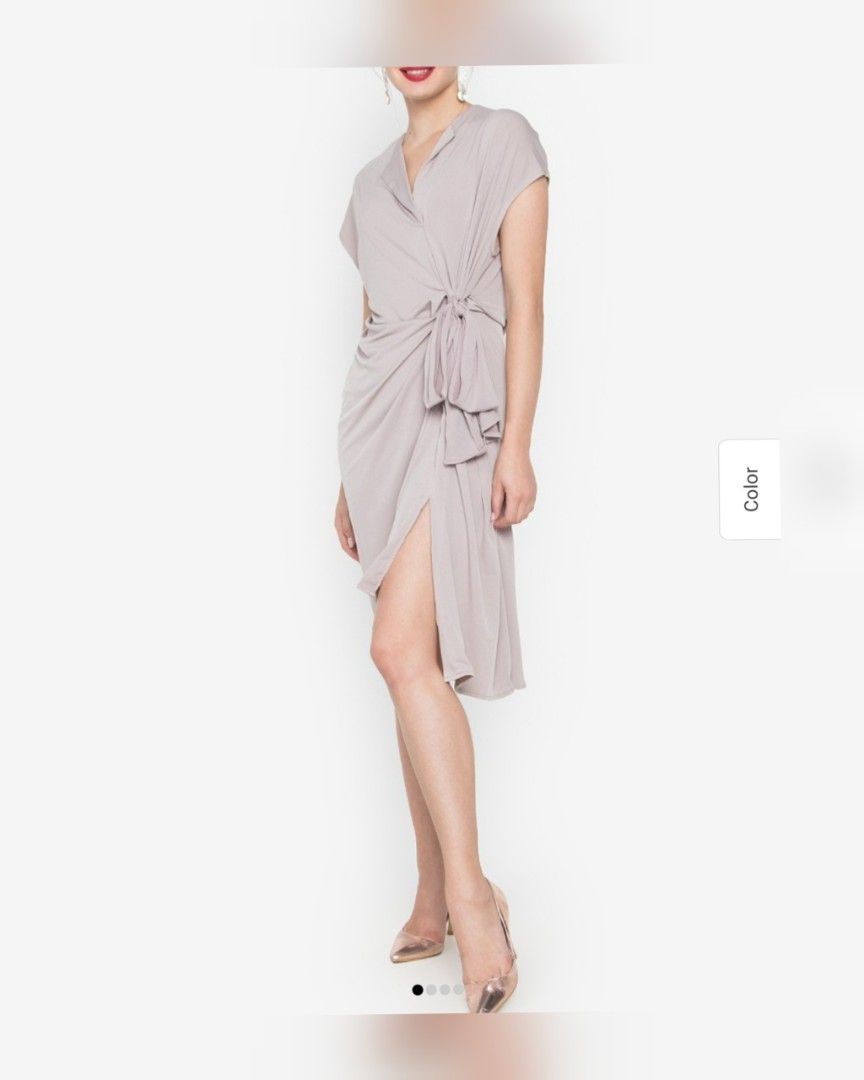 Cole Vintage Beige Drapey Wrap Type Dress (Category: Dresses) located in Makati City. Submitted by hellok08 (Listing ID 1443408221, Image 1). Description: Cole Vintage Dress XS (fits small to medium frames since it is made of a stretchy material) In very good condition (minor imprint / residue near the collar area - not obvious when item is worn) Approximate measurements, in inches: Armpit to armpit - 23 Waist - 22 (comes with built in sash, styl
