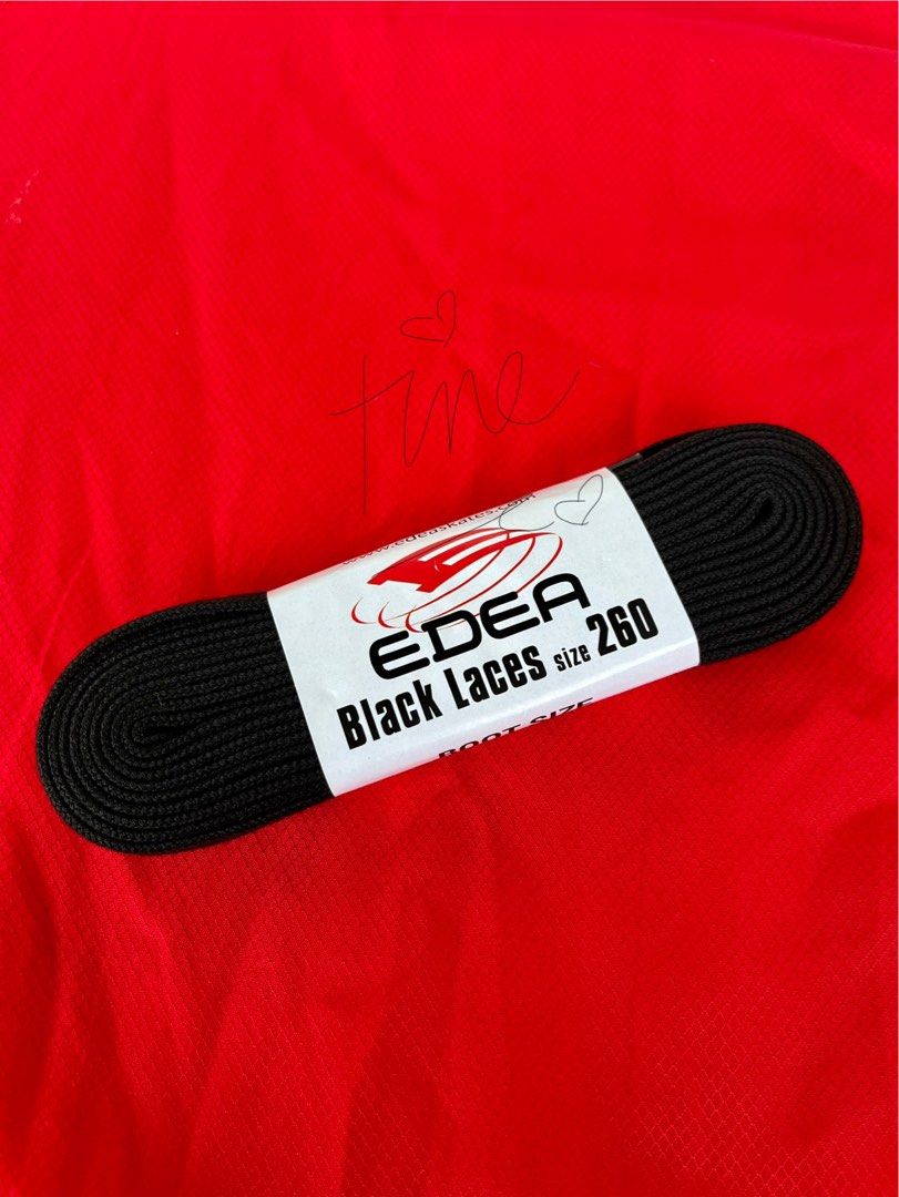 Edea Black Laces Size 260 cm for Ice Skates (Category: Skates, Rollerblades & Scooters) located in Quezon City. Submitted by loves2skate (Listing ID 1443436955, Image 1). Description: Black Edea Laces (one pair) Size: 260 Fits Edea boot sizes 245-260 or any brand of boots (just measure your laces to check if it's not more than 260 cm) More info here: https://edeaskates.com/en/ice/accessories/essentials/laces-crystals/.