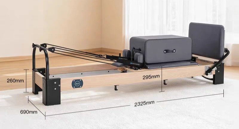 ELINA PILATES EM88 Maple Wood Reformer Tower BN (Category: Cardio & Fitness Machines) located in Singapore. Submitted by pilatesokyz (Listing ID 1443425568, Image 3). Description: Pre order only. 1 month lead time Price includes delivery and assembly DESCRIPTION DIMENSIONS : 2325 x 690 x 260 / 350mm Low leg : 260mm height / 295mm carriage height Medium leg : 350mm height / 385mm carriage height Designed for smooth performance and long-lasting dur