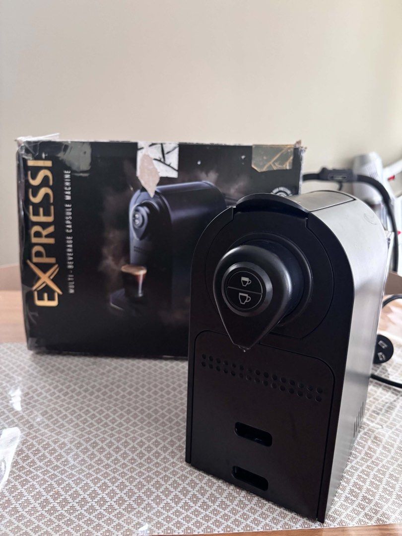 Expressi capsule machine (Category: Coffee Machines & Makers) located in Binan City. Submitted by ggyurim (Listing ID 1443476670, Image 1). Description: rfs: not being used mop: gcash mod: jnt/lalamove.