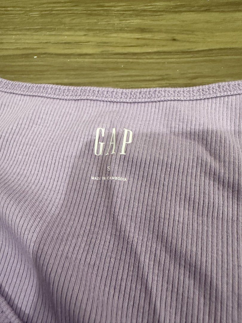 GAP Ribbed Tank Top Lavender Size S (Category: Sleeveless) located in Manila. Submitted by kmd22 (Listing ID 1443431381, Image 2). Description: - Brand: GAP - Color: Lavender - Style: Ribbed Tank Top - Size: S - Condition: Brand new with tags - Material: Comfortable and stretchy - Versatile: Great for layering or wearing alone.