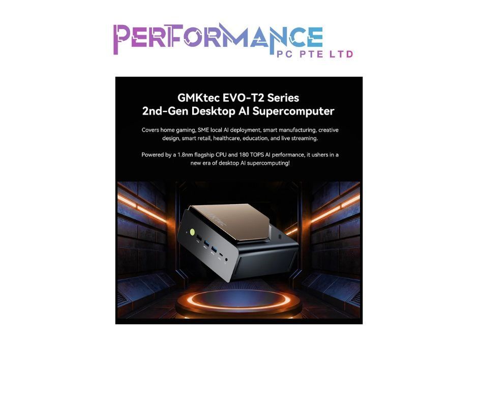 GMKtec EVO-T2S AI Mini-PC Intel Core Ultra X7 Processor 358H | 64GB LPDDR5X | 1TB | Dual 2.5G+10G LAN | Win 11 Pro (3 YEARS WARRANTY BY CORBELL)