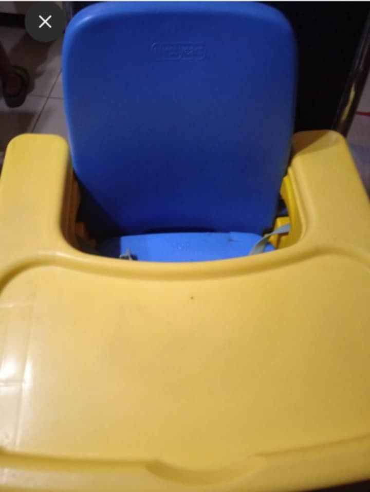 Graco Baby High Chair - Blue and Yellow (Category: Baby High Chairs) located in Manila. Submitted by Sissylove12 (Listing ID 1443359943, Image 1). Description: - Graco high chair - Bright blue seat with yellow tray - Easy to clean plastic material - Safety straps included - Perfect for meal times - Minor scuffs from normal use - Still sturdy and fully functional Handy, can bring to resto, strapped to chair.