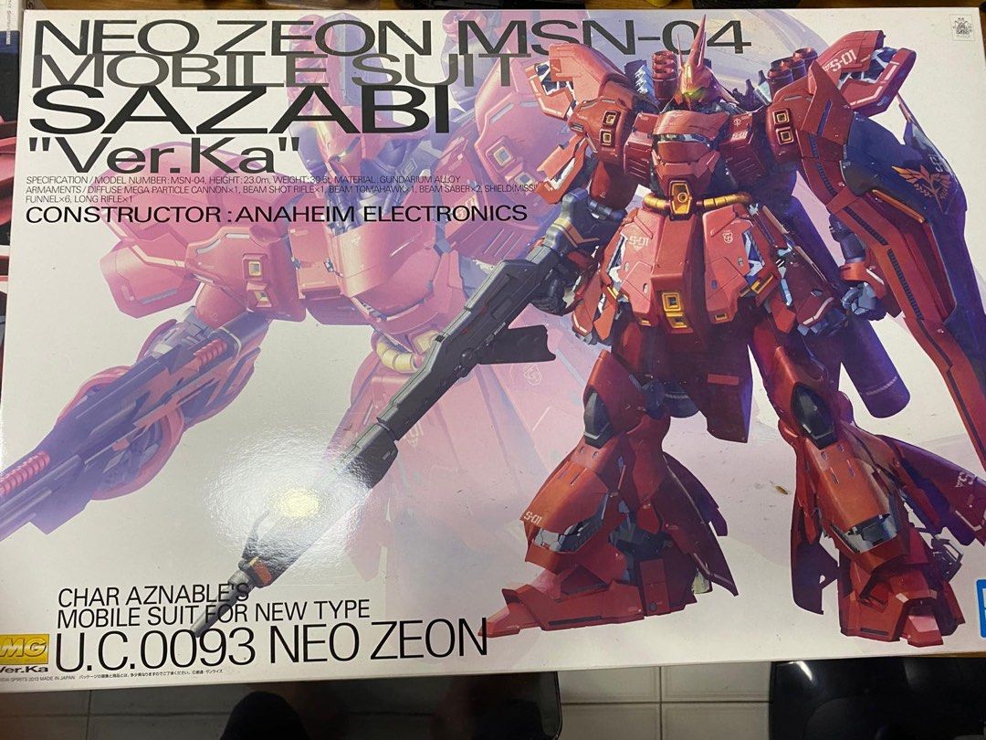 Gundam Gunpla MG Neo Zeon MSN-04 Sazabi ver.ka (Category: Gundam Model Kits) located in Singapore. Submitted by matthew_kim (Listing ID 1443487451, Image 1). Description: MISB Prefer to meet in Hillview area, but meeting place is NEGOTIABLE.