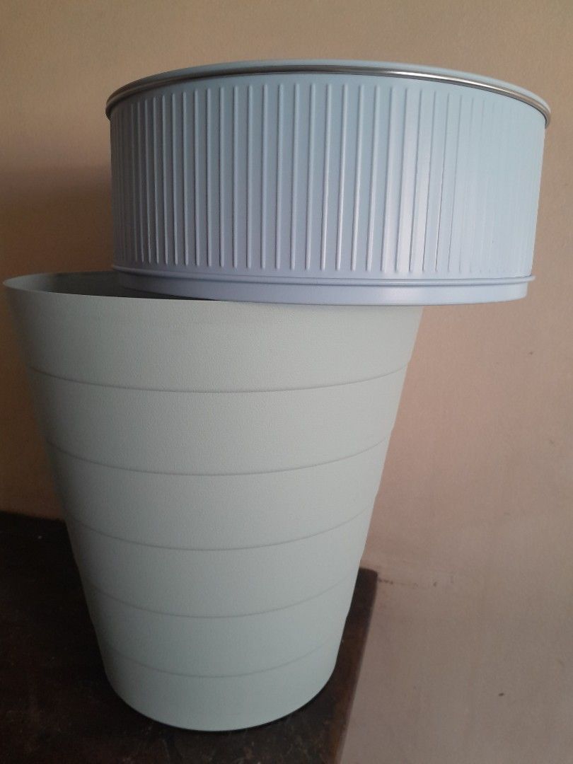 Ikea Bin and Large Tin Can with cover (Category: Storage Boxes & Baskets) located in Makati City. Submitted by mylynmylyn (Listing ID 1443330179, Image 2). Description: includes 1 set cutlery 1 bin 1 large tin can.