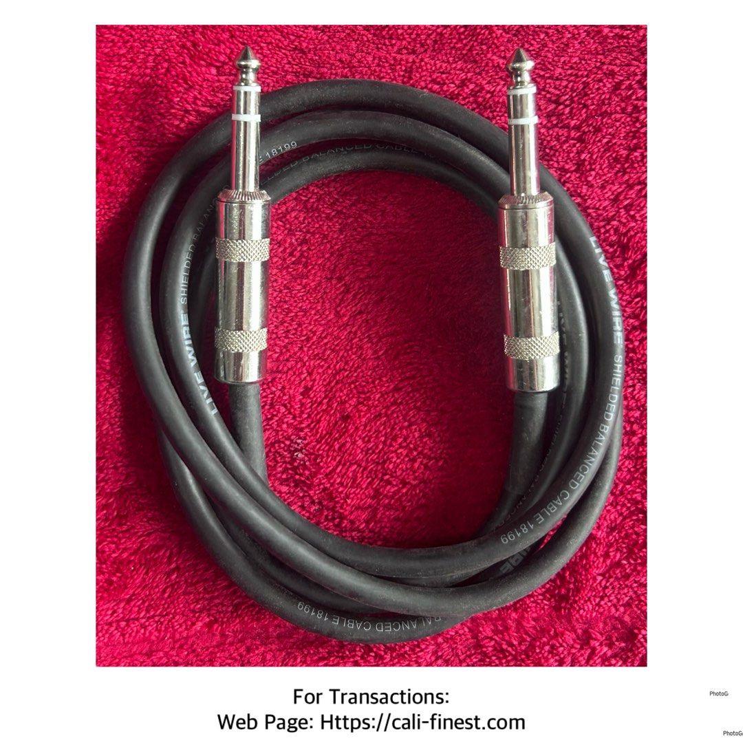 Live Wire Shielded Balance TRS Audio Instrument Cable (Category: Cables & Adaptors) located in Pasig City. Submitted by califinestcollectibles (Listing ID 1443356972, Image 1). Description: Live Wire Shielded Balance TRS Audio Instrument Cable EL#729 no box unit unit only Original/Authentic From USA Pick Up at One Oasis condominium ortigas extension pasig city Or Delivery via Lalamove,Jnt, LBC cod/cop JNT (payment first basis,gcash) THANKYOU.