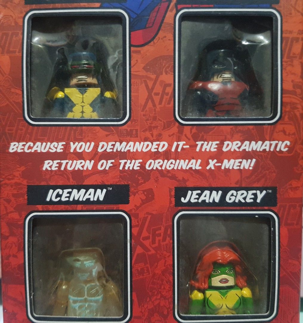 Marvel Minimates X-Factor Set (Marvel Comics X-Men, Cyclops, Beast, Jean Grey, Iceman) (Category: Figurines & Statues) located in Caloocan City. Submitted by coolwhale_8eedee (Listing ID 1443319992, Image 3). Description: 1.) Marvel Minimates X-Factor 4pc Set - never opened, sold as is Box/Packaging NOT mint, a bit dusty ● All sales are final, no returns, no trades ● Payment: BPI, Gcash ● 1st to pay gets the item ● No reserve/reservations ● Buyer