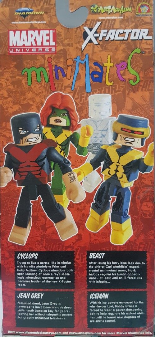Marvel Minimates X-Factor Set (Marvel Comics X-Men, Cyclops, Beast, Jean Grey, Iceman) (Category: Figurines & Statues) located in Caloocan City. Submitted by coolwhale_8eedee (Listing ID 1443319992, Image 2). Description: 1.) Marvel Minimates X-Factor 4pc Set - never opened, sold as is Box/Packaging NOT mint, a bit dusty ● All sales are final, no returns, no trades ● Payment: BPI, Gcash ● 1st to pay gets the item ● No reserve/reservations ● Buyer