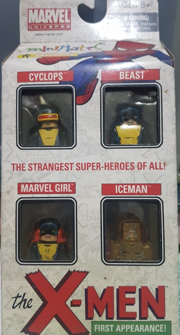 Marvel Minimates X-Men First Appearance (Marvel Comics Cyclops Beast Marvel Girl Iceman) (Category: Figurines & Statues) located in Caloocan City. Submitted by coolwhale_8eedee (Listing ID 1443320626, Image 1). Description: 1.) Marvel Minimates X-Men 1st Appearance Set - never opened. sold as is Box/Packaging NOT mint, a bit dusty, signs of yellowing on the box ● All sales are final, no returns, no trades ● Payment: BPI, Gcash ● 1st to pay gets t