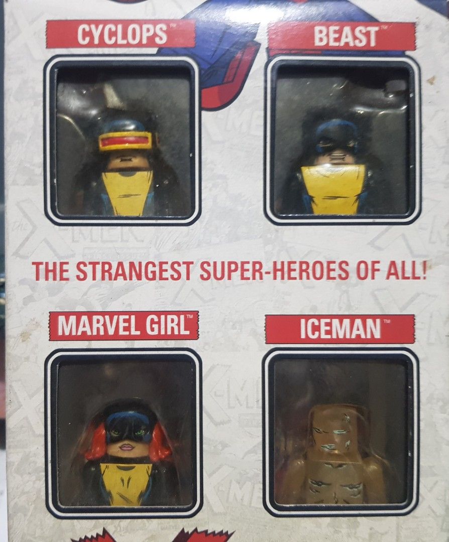 Marvel Minimates X-Men First Appearance (Marvel Comics Cyclops Beast Marvel Girl Iceman) (Category: Figurines & Statues) located in Caloocan City. Submitted by coolwhale_8eedee (Listing ID 1443320626, Image 2). Description: 1.) Marvel Minimates X-Men 1st Appearance Set - never opened. sold as is Box/Packaging NOT mint, a bit dusty, signs of yellowing on the box ● All sales are final, no returns, no trades ● Payment: BPI, Gcash ● 1st to pay gets t