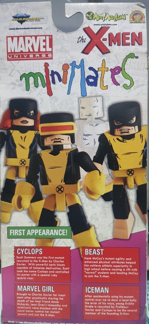 Marvel Minimates X-Men First Appearance (Marvel Comics Cyclops Beast Marvel Girl Iceman) (Category: Figurines & Statues) located in Caloocan City. Submitted by coolwhale_8eedee (Listing ID 1443320626, Image 3). Description: 1.) Marvel Minimates X-Men 1st Appearance Set - never opened. sold as is Box/Packaging NOT mint, a bit dusty, signs of yellowing on the box ● All sales are final, no returns, no trades ● Payment: BPI, Gcash ● 1st to pay gets t