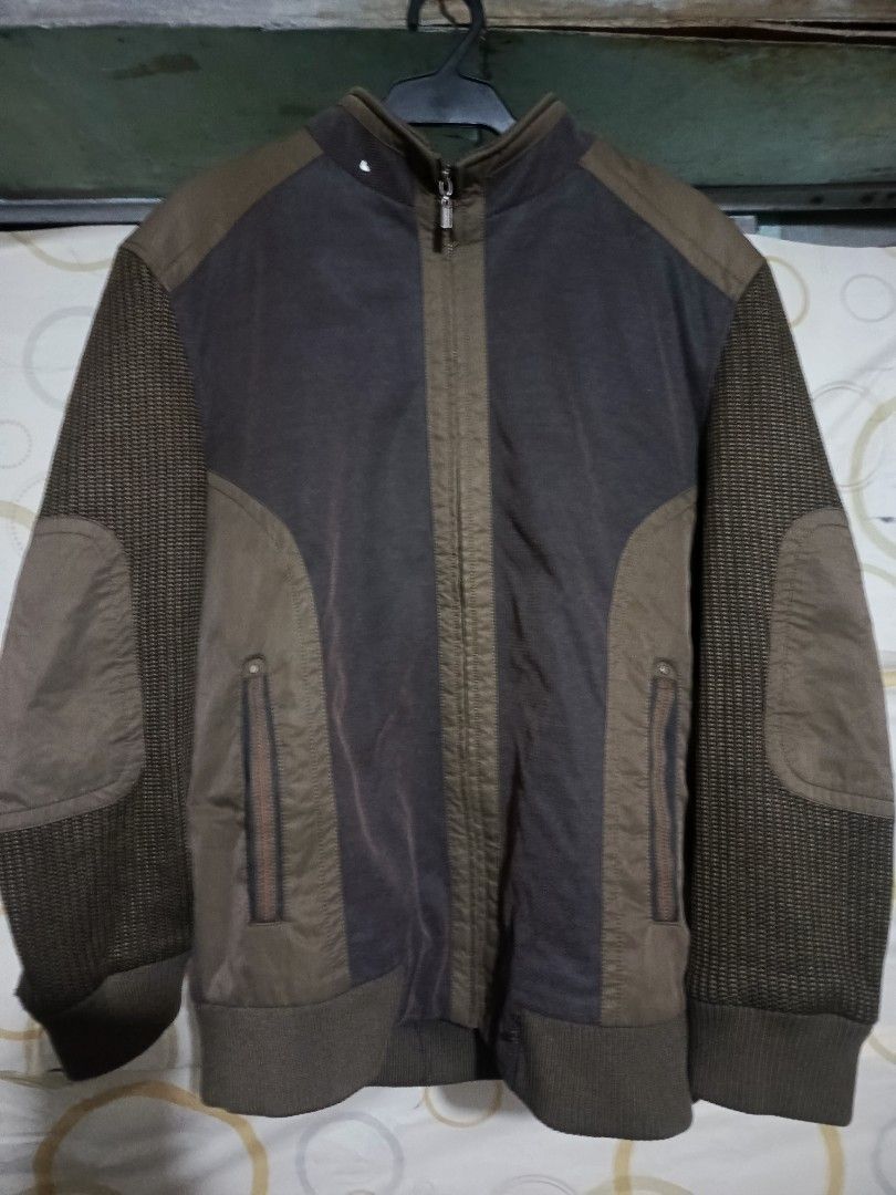 Men's Bomber Jacket - Brown and Grey (Category: Coats, Jackets and Outerwear) located in Manila. Submitted by hinodo_onodera (Listing ID 1443454659, Image 1). Description: NO ISSUE!! MY FAV JACKET!! QUALITY JACKET!! GOOD ESPECIALLY IF THE WEATHER IS COLD! - Stylish men's bomber jacket - Unique brown and grey color mix - Textured sleeves and elbow patches for added detail - Convenient zipper front with pockets - Comfortable ribbed cuffs and hem - 
