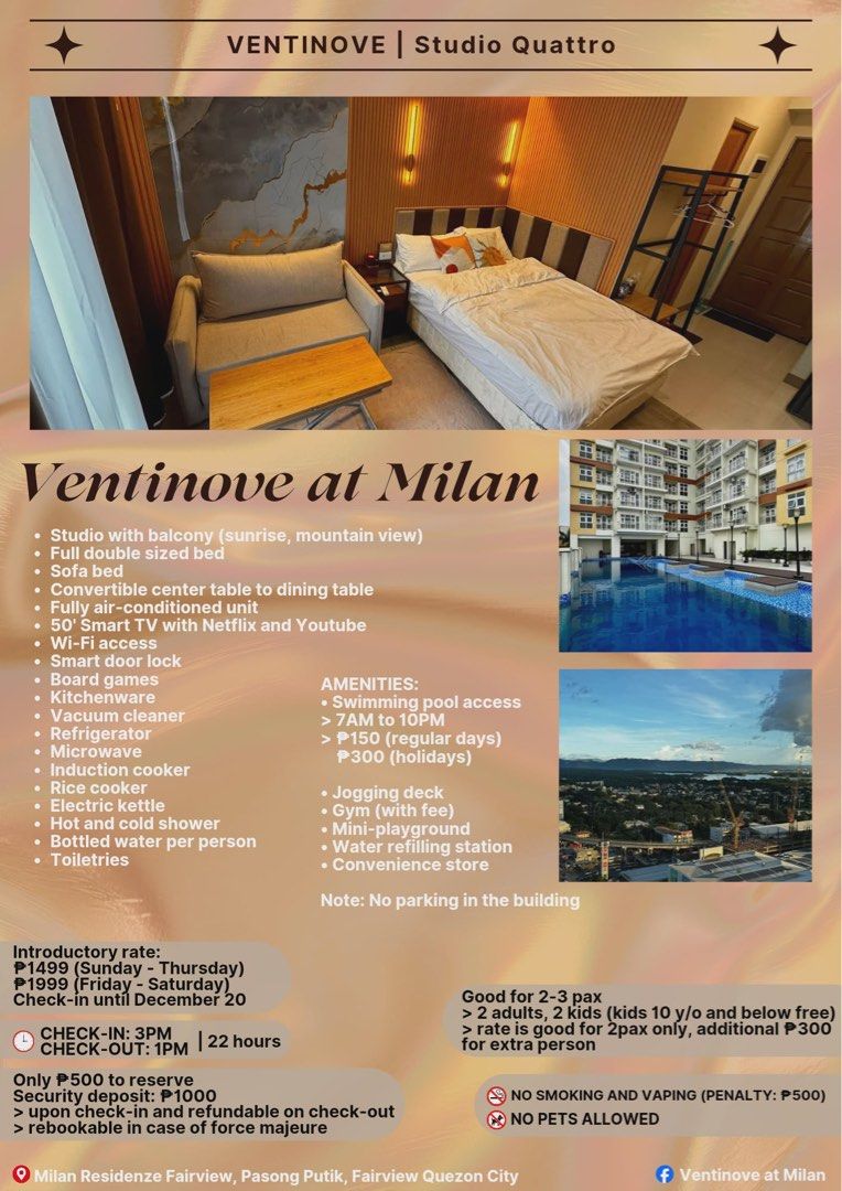 MIlan residenze Fairview quezon city studio rental (Category: Apartments & Condos) located in Manila. Submitted by daveeh (Listing ID 1443347310, Image 2). Description: For daily weekly monthly rental Studio unit in front of Sm fairview.