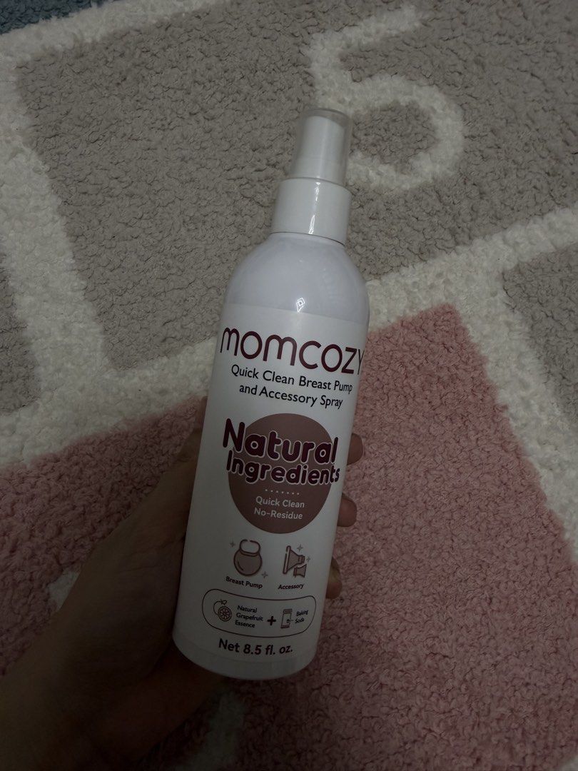 Momcozy Quick Clean Breast Pump and Accessory Spray (Category: Breastfeeding & Bottle Feeding) located in General Trias. Submitted by caraswardrobe (Listing ID 1443330506, Image 3). Description: - Momcozy Breast Pump & Accessory Cleaner - Made with natural ingredients - Quick and easy cleaning - Leaves no residue - Net content: 8.5 fl. oz. - Ideal for busy moms - Convenient for on-the-go use.