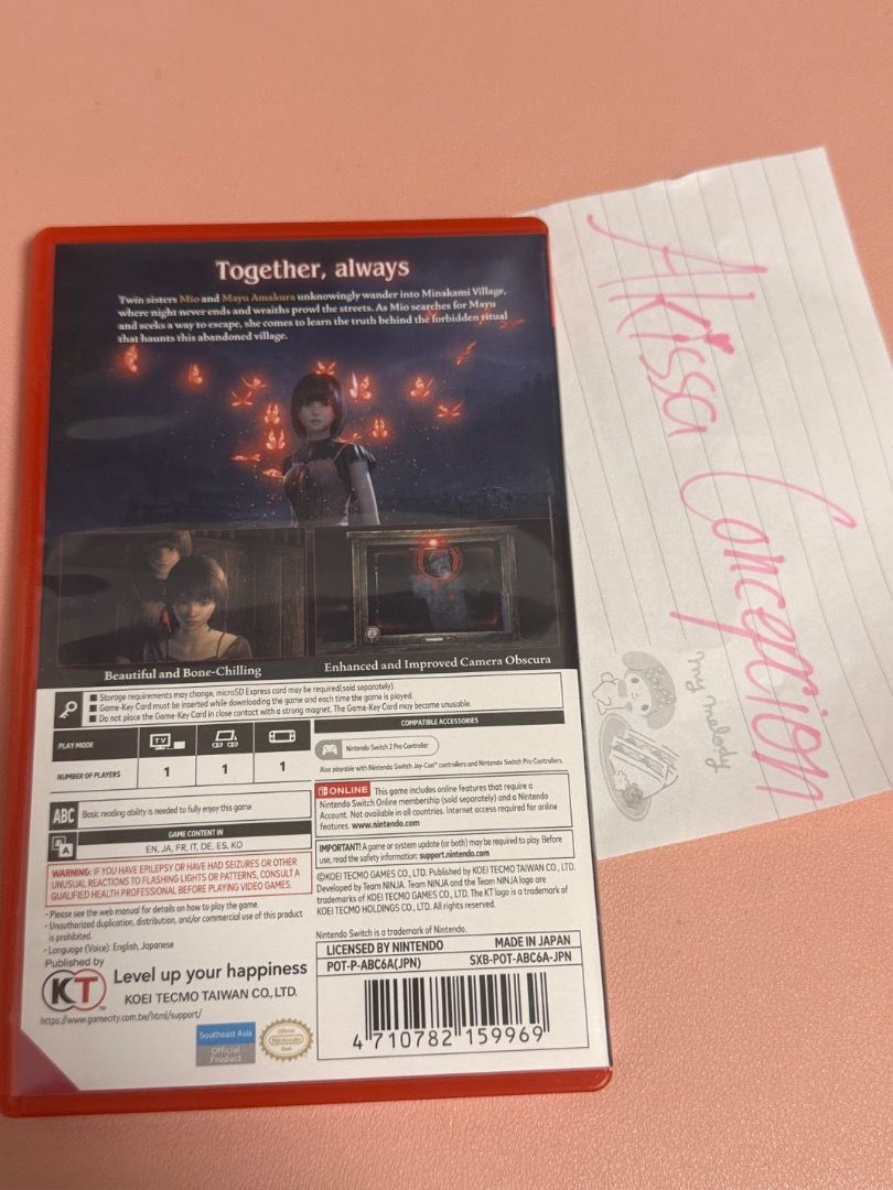 Fatal Frame II: Crimson Butterfly Remake - Nintendo Switch 2 Game (Category: Nintendo) located in Davao. Submitted by akiskis (Listing ID 1443414195, Image 2). Description: FS / FOR SALE ‼️ ₱1999 Fatal Frame 2: Crimson Butterfly Remake - Nintendo Switch 2 - In Good Condition - No issues or damage - With case RFS: Skill issue haha 📍 Location: Davao City 🚚 1 - 4 days delivery via J&T 💵 MOP: Gcash / Maya / Bank Transfer.