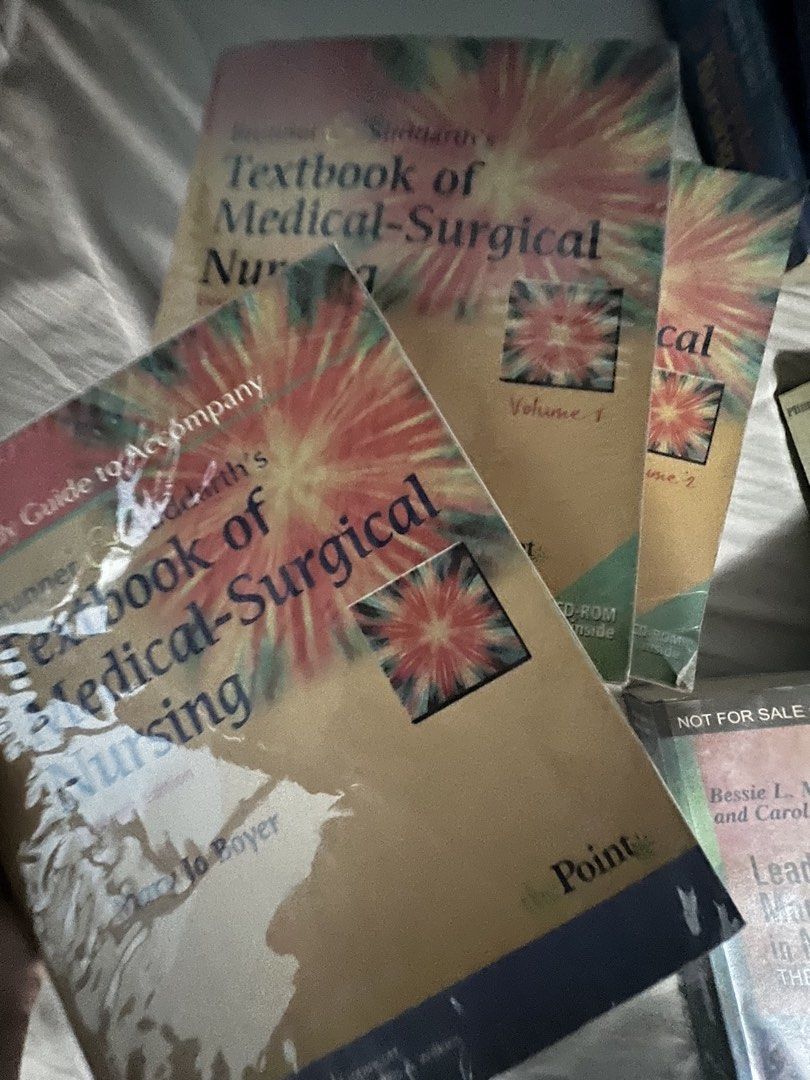 Nursing Books 1st-4th year (Category: Textbooks) located in Cebu City. Submitted by hopieee_closettt (Listing ID 1443394547, Image 2). Description: PRELOVED NURSING BOOKS - Kozier & Erb's Fundamentals of Nursing Vol 1 (1pc) Vol 2 (2pcs) with checklist (well used) - Brunner & Suddarth's Textbook of Medical-Surgical Nursing with study guide (Volumes 1 & 2) (lightly used) - Maternal & Child Health Nursing set Vol 1 and 2 with Study Guide (2pcs) (goo
