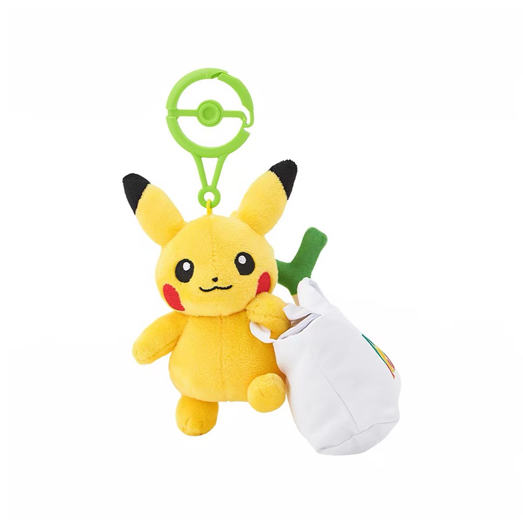 Pokemon Center PikaPika Mart Pikachu Plush Keychain with Eco Bag