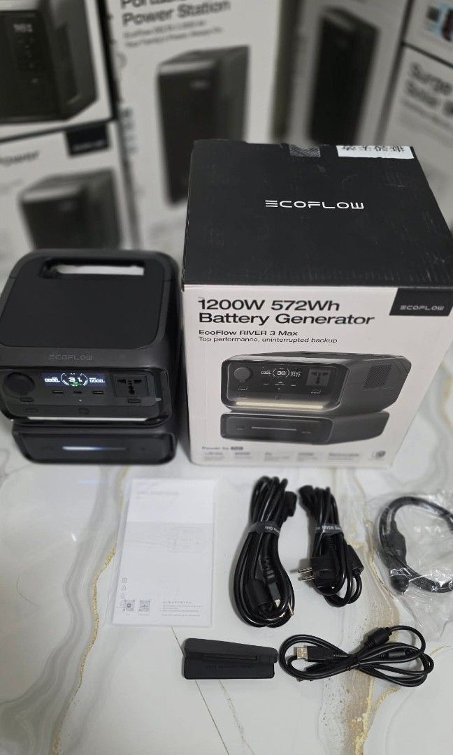 RIVER 3 MAX ECOFLOW BRAND NEW (Category: Batteries & Chargers) located in Bulacan. Submitted by iamvanillapeach (Listing ID 1443381344, Image 2). Description: Ecoflow River 3 max (1,200W x-boost/600w continues power/572wh).