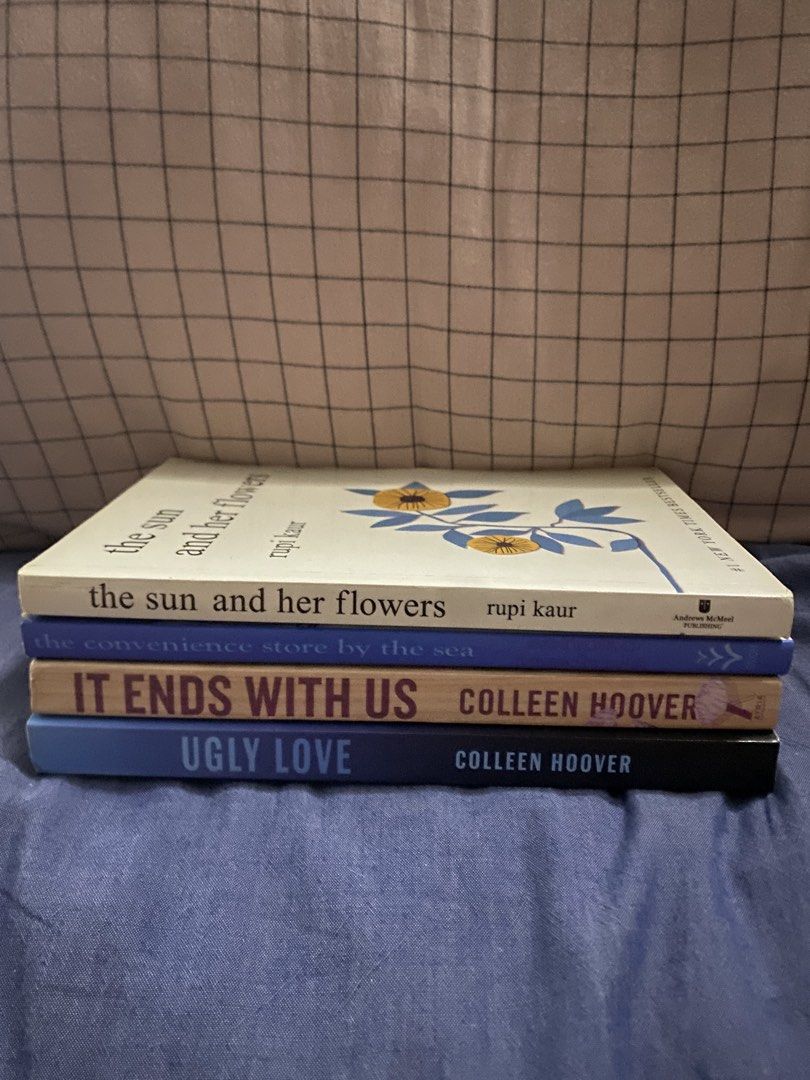 Rupi Kaur, Colleen Hoover, Sonoko Machida Books Bundle (Category: Storybooks) located in Marikina City. Submitted by prel0vedbylie_ (Listing ID 1443359629, Image 1). Description: FS REPRINT BOOKS (authentic yung small books) PM FOR SPECIFIC PRICE EACH BOOKS - Bundle of 4 books - Includes 'the sun and her flowers' by Rupi Kaur - Includes 'It Ends With Us' by Colleen Hoover - Includes 'Ugly Love' by Colleen Hoover - Includes 'The Convenience Store 