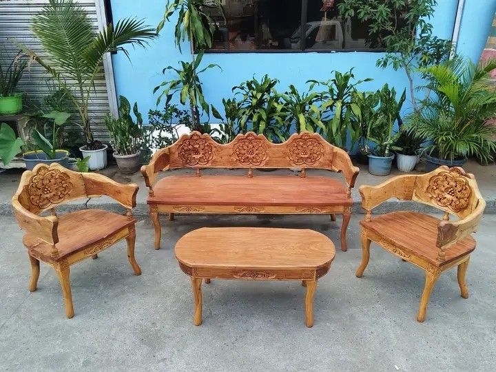 Sala set victorian (Category: Sofas) located in Manila. Submitted by carmelites36250 (Listing ID 1443427242, Image 1). Description: Sala Set made of Solid Narra Wood. Restored and revarnished. Ready to use Price-20,000.✔✔✔ Size 3 Seater L61 x W22 x SH16.5 x H32 Single Seater L24 x W22 x SH16.5 x H32 Center Table L37 x W18 x H16.5 all in inches.