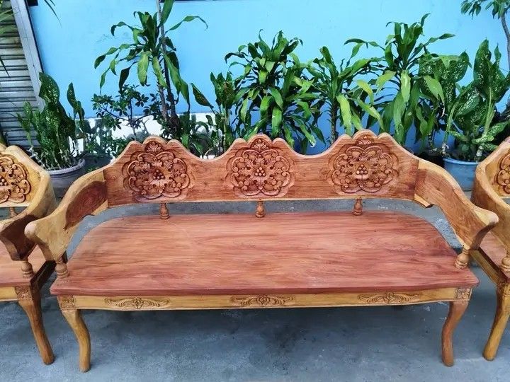 Sala set victorian (Category: Sofas) located in Manila. Submitted by carmelites36250 (Listing ID 1443427242, Image 2). Description: Sala Set made of Solid Narra Wood. Restored and revarnished. Ready to use Price-20,000.✔✔✔ Size 3 Seater L61 x W22 x SH16.5 x H32 Single Seater L24 x W22 x SH16.5 x H32 Center Table L37 x W18 x H16.5 all in inches.