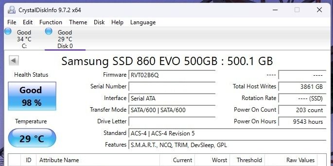 Samsung 860 EVO 500GB SSD480452143596840961