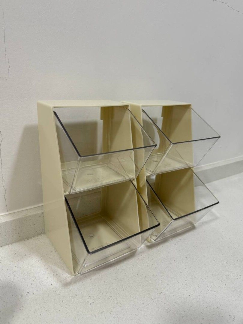 Set of 2 Storage Bins with Clear Drawers