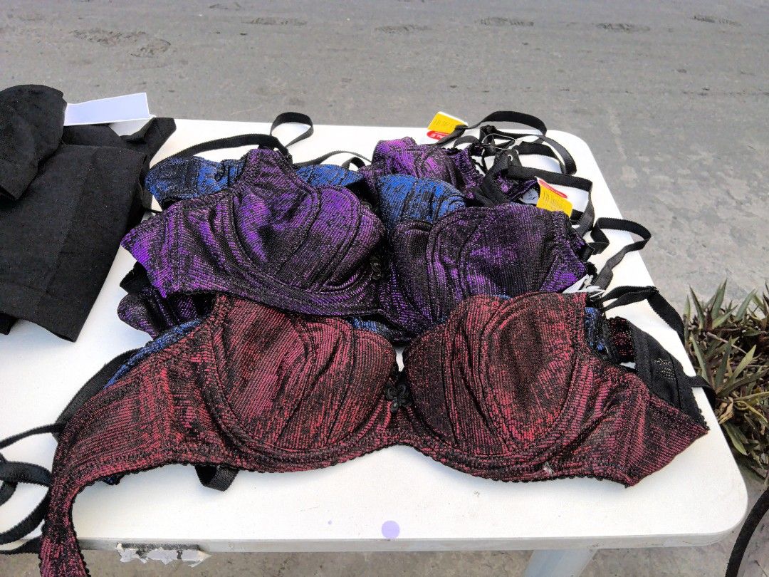 Sparkly Metallic Bras - Purple and Red (Category: Undergarments & Loungewear) located in Manila. Submitted by harlynquinzel (Listing ID 1443395879, Image 1). Description: - Bundle of sparkly metallic bras - Available in vibrant purple and deep red - Features a shimmering, metallic effect - Adjustable straps for a comfortable fit - Ideal for parties, festivals, or a night out - Multiple bras included in the bundle.