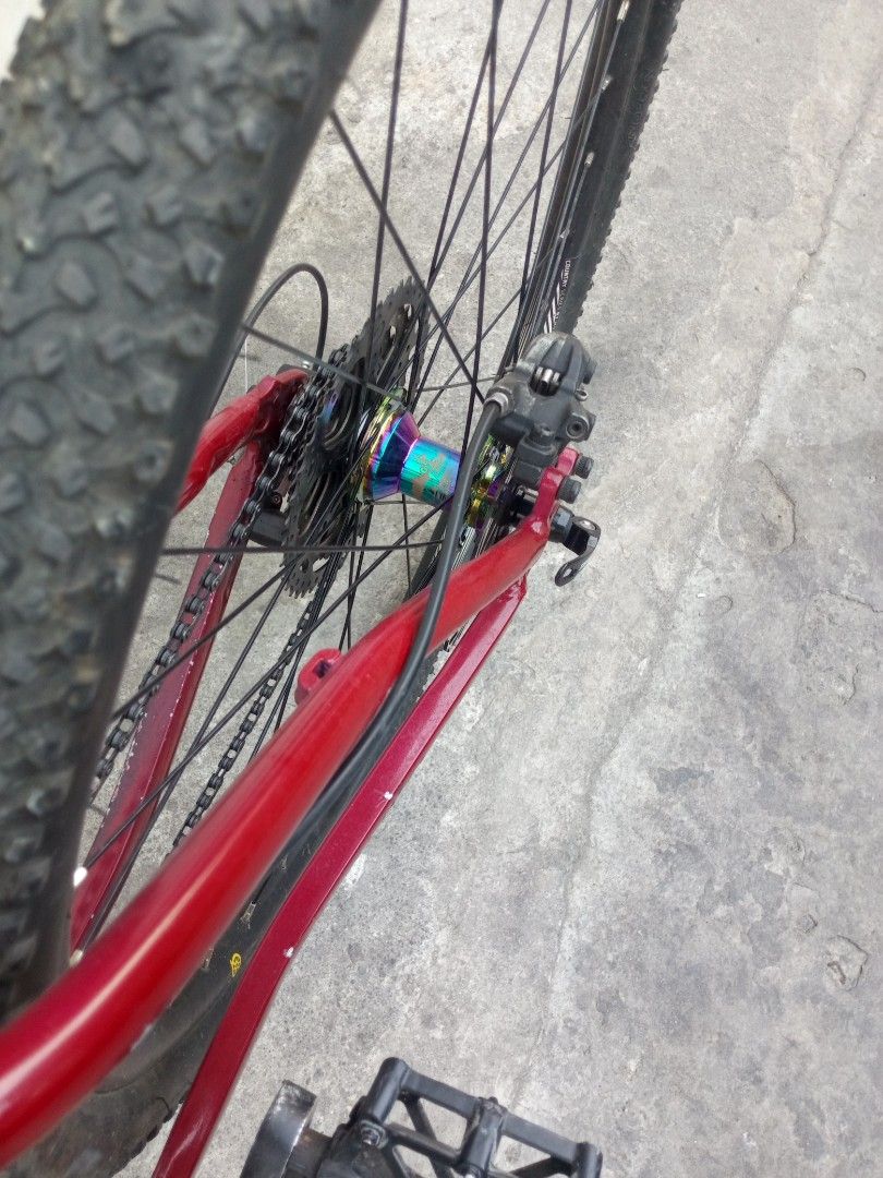 Specialized S-Works Red Mountain Bike (Category: Bicycles) located in Manila. Submitted by aoitsutsu (Listing ID 1443354758, Image 3). Description: - Red Specialized S-Works Mountain Bike - Equipped with reliable disc brakes - Eye-catching colorful rear hub - Distinct S-Works logo on the frame - Perfect for your next mountain biking adventure.