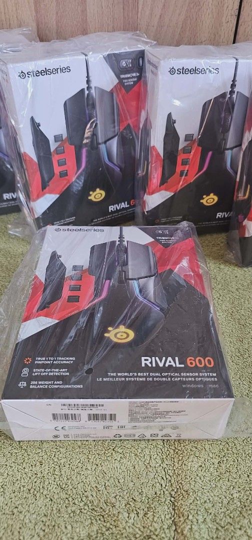 Steelseries Rival 600 Gaming Mouse (Category: Mouse & Mousepads) located in Caloocan City. Submitted by tinshaoshop (Listing ID 1443410985, Image 2). Description: Condition New Quantity 5 available Tracking Method Optical Maximum DPI 12000 Item description The SteelSeries Rival 600 gaming mouse is designed with a 12000 CPI TrueMove3+ Dual Optical Sensor for precise and accurate tracking. This mouse, in sleek black colour, weighs 0.73 pounds and i