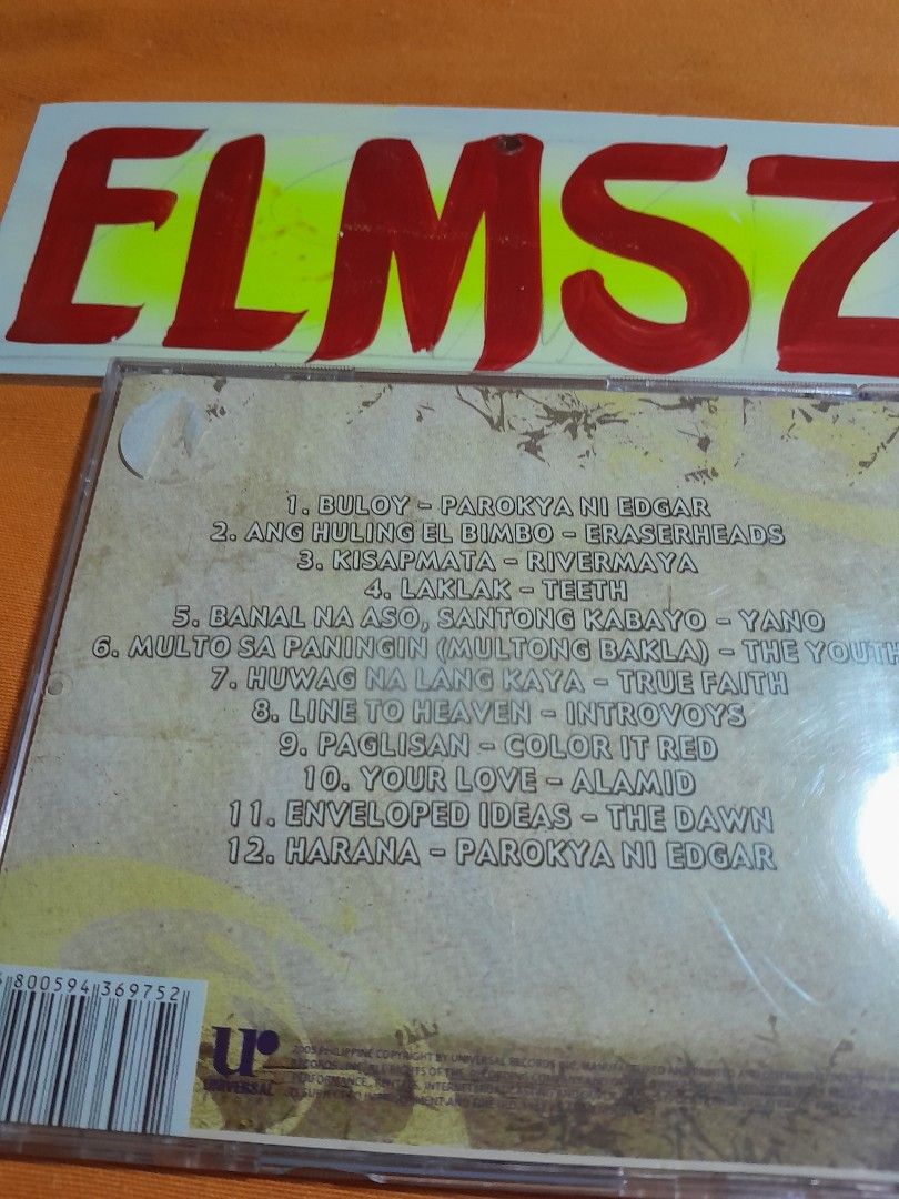Super Bands Compilation- Eraserheads, Yano, Rivermaya etc (Category: CDs & DVDs) located in Muntinlupa City. Submitted by elmsz (Listing ID 1443443701, Image 3). Description: FREE SHIPPING na via J and T. Compilation album ng 90"s bands! Out of print na. All hit songs. Pwede din Lalamove basta ikaw magbook. Alabang area. Gcash..