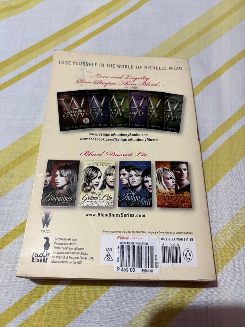 Vampire Academy by Richelle Mead - Book 1 (Category: Storybooks) located in Las Pinas. Submitted by bangtanbooks (Listing ID 1443448914, Image 2). Description: First book in the Vampire Academy series by Richelle Mead. This is the story that kicked off the international #1 bestselling series. It was also made into a major motion picture. Includes a movie poster inside. Price is negotiable!.