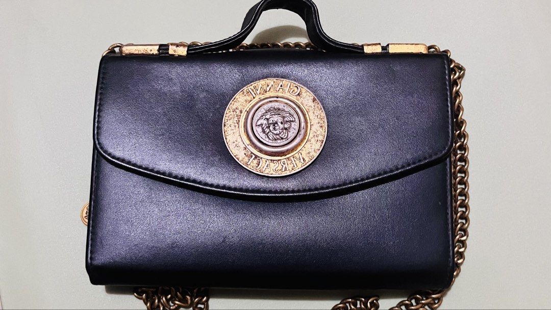 Versace Medusa Vintage Sling bag (Category: Luxury Bags & Wallets) located in Makati City. Submitted by fashionstylistmanila (Listing ID 1388794241, Image 1). Description: Vintage pice Nice leather Hardware stains Self authenticate #vintagebag #luxuryvintagebag .