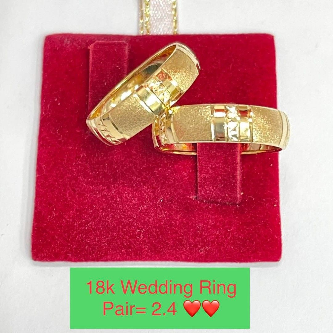 18K Saudi Gold Wedding Ring Pair (Category: Rings) located in Manila. Submitted by RealGoldPawnable18K21K24K (Listing ID 1443501694, Image 2). Description: For those interested Buyer's, Please Read‼️ 🔵 Sa mga nag dududa po, please paki-check po muna reviews ko dito sa carousell bago po kayo makipagtransact sakin para sa ikakapanatag nyo po. Dahil Payment First policy po ako. NO MEET UP / NO COD‼️ 💯 LEGIT GOLD SELLER ⚫ FYI, All items is based on
