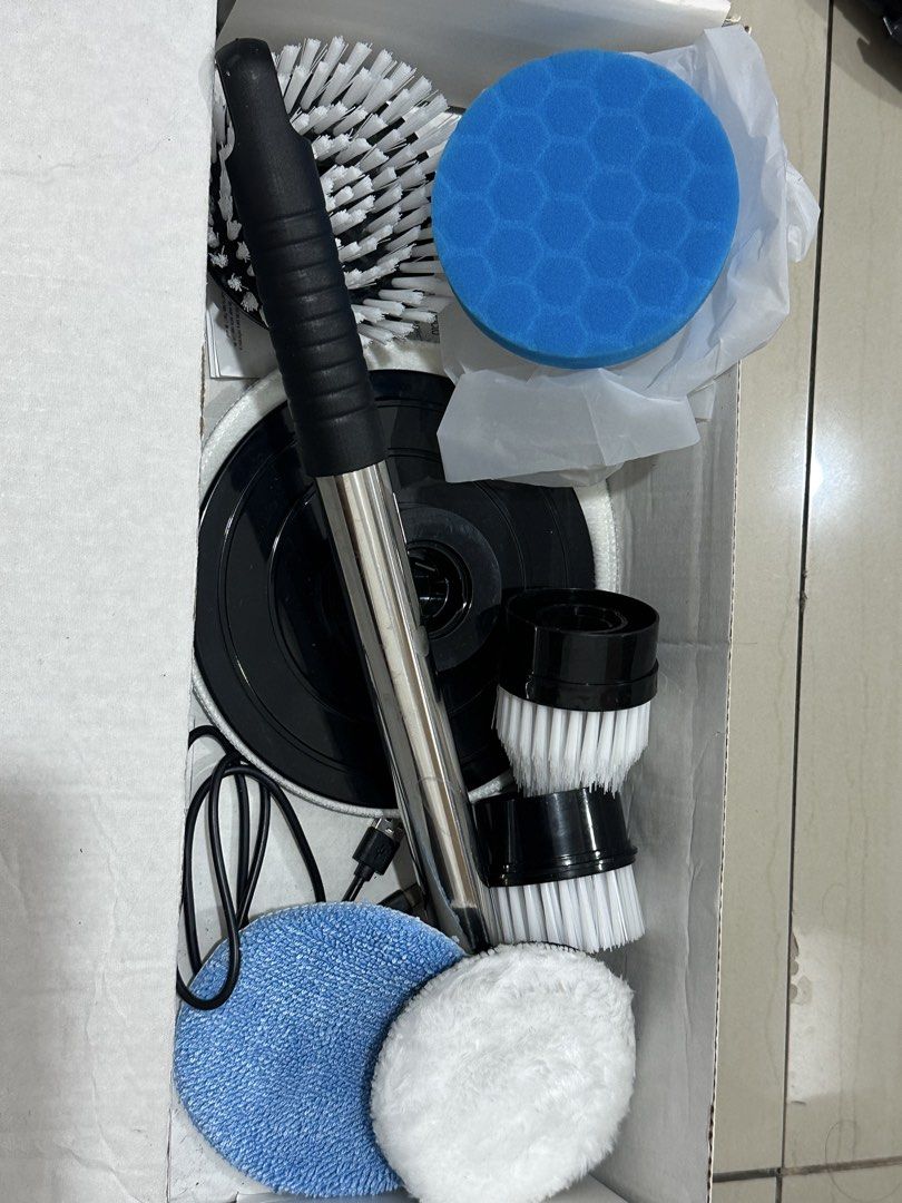 8-in-1 Electric Cleaning Brush (Category: Cleaning Tools & Supplies) located in Taytay. Submitted by barkfactory (Listing ID 1443630447, Image 3). Description: 8-in-1 Electric cleaning brush with extendable handle - VERY LIGHTLY USED (4-5 times only) -RFS: di nagagamit - orig price: 1,290 -all parts complete, all heads unused except the green sponge - Fast charge: 3 hours for 90 minutes of continuous use - Powerful 25W motor - Ideal for cleaning 