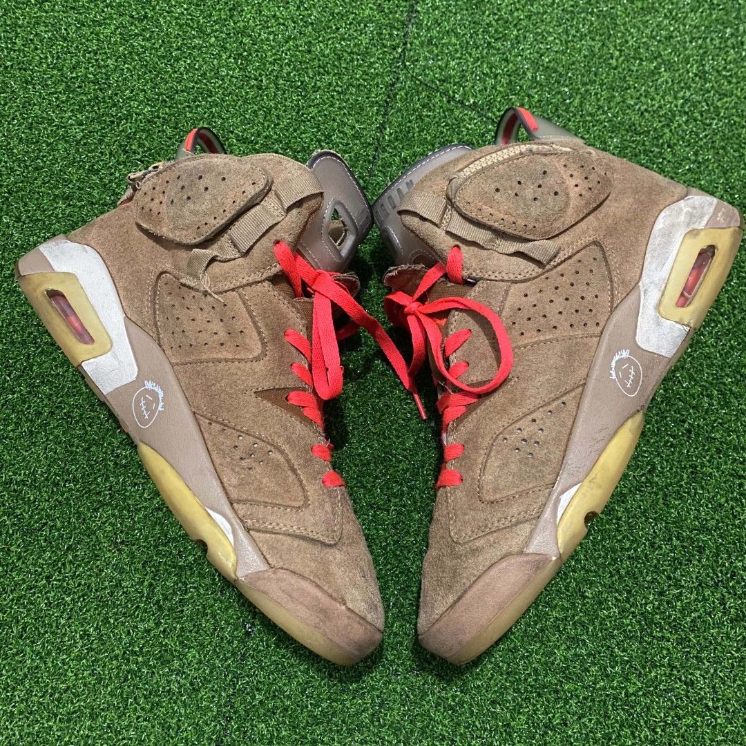 AIR JORDAN 6 X TRAVIS SCOTT (Category: Sneakers) located in Zaragoza. Submitted by kurlnathaniel02 (Listing ID 1443672473, Image 2). Description: AIR JORDAN 6 X TRAVIS SCOTT SIZE 44 on tag GOOD condition Color rate 9/10 Condition 9/10 Issue minimal hill drug UNLI VOUCH UNLI VC with shoes.