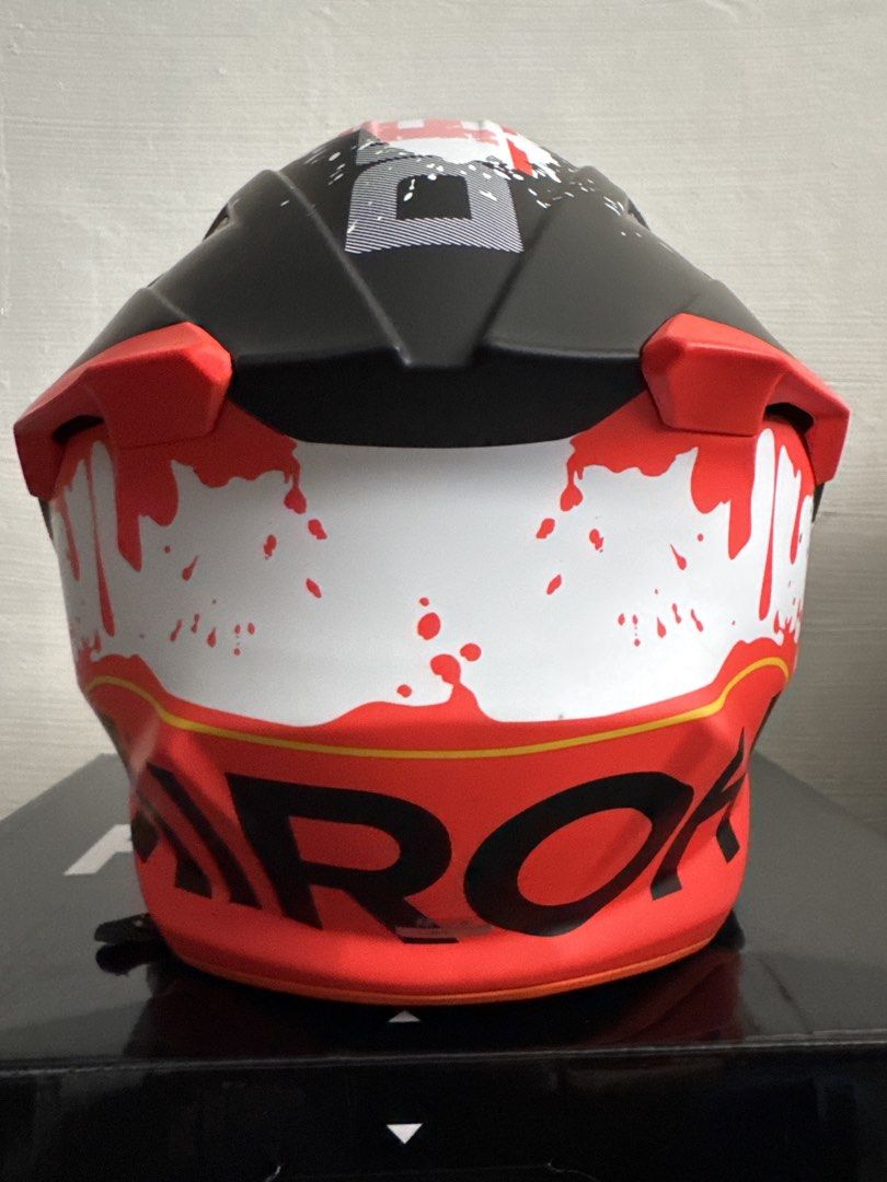 Airoh Motocross Helmet twist 3 with 100% Strata 2 Goggles (Category: Motorcycle Accessories) located in Singapore. Submitted by hellody80s (Listing ID 1443563396, Image 3). Description: Brought it somewhere around mid may 2026 - Airoh motocross helmet size M 57-58 with helmet bag and box. - Cool black, red, and white design - Includes 100% Strata 2 goggles - Goggles feature a bright yellow strap - Goggles have tinted lenses - Both items come in t