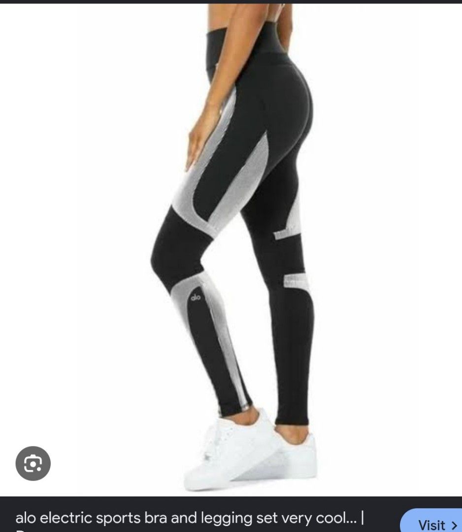 Alo Yoga Electric High-Waist Leggings (Category: Activewear) located in Imus. Submitted by darylg88358770 (Listing ID 1443571630, Image 2). Description: - Brand: Alo Yoga - Color: Black - Style: High-waist leggings - Features: White stripe detailing down the sides and on calves - Fit: Elastic waistband for a secure fit - Versatile: Great for yoga, gym sessions, or casual wear the items trifted fresh from bale need wash .