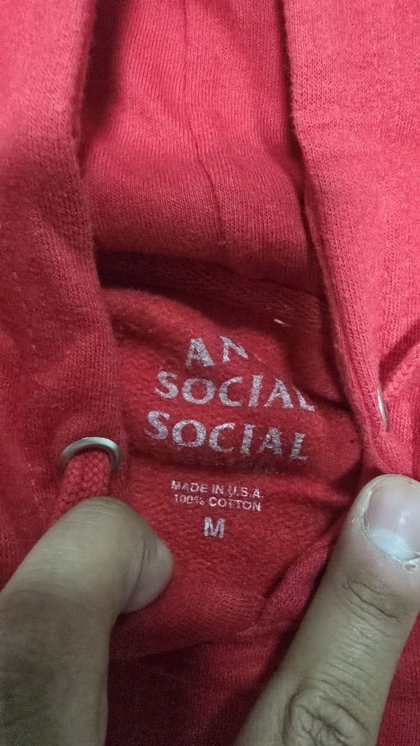 Anti Social Social Club Red Hoodie Size M (Category: Coats, Jackets and Outerwear) located in Quezon City. Submitted by stevendls (Listing ID 1443638432, Image 3). Description: Price is slightly negotiable. Fastest dealer and best price wins) - Authentic Anti Social Social Club hoodie - Iconic logo on front and back - Made in USA - 100% Cotton - Size: Medium (M) - Ideal for casual wear dimensions Length: 28 in Chest: 19in .
