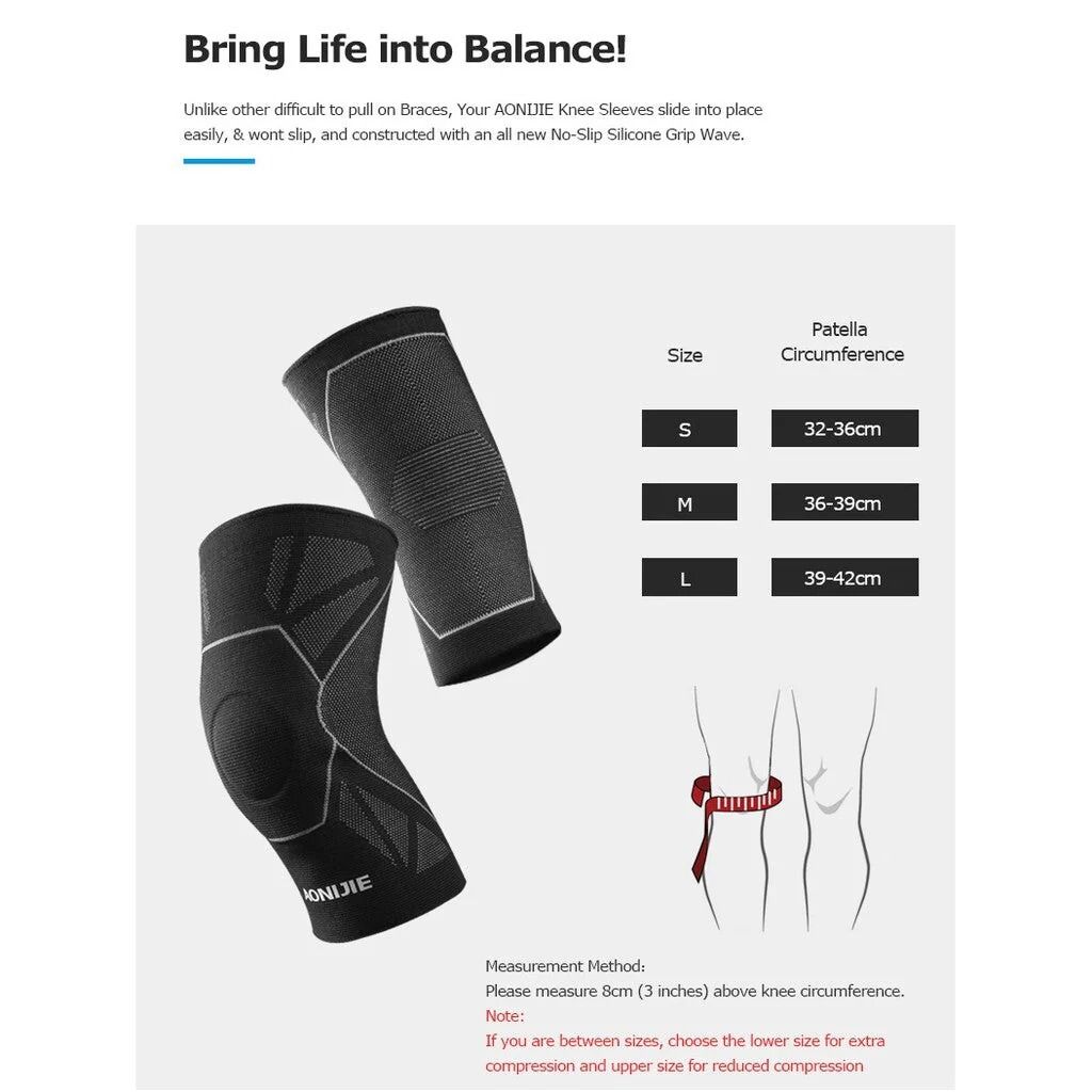 Aonijie COMPRESSION KNEE PAD (1PC) KNEE BRACE SUPPORT (LARGE) - BLACK (Category: Braces, Support & Protection) located in Manila. Submitted by abot.ph.17846 (Listing ID 1443527098, Image 3). Description: SIZES AVAILABLE: Small, Medium, Large Specification: - Brand: AONIJIE - Item: Knee Pad - Model: E4108# - Gender: Men Women - Color: Black - Material: 80% Chinlon, 18% Elastodiene Fibre, 2% Spandex - Size: S, M, L (Only One piece) S: fit 32-36cm; 
