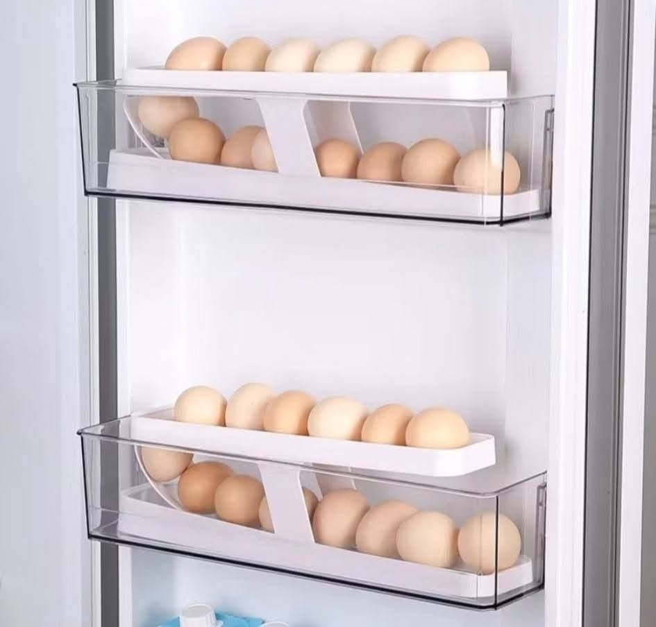 Automatic Kitchen Rolling Eggs Organizer (Category: Food Organization & Storage) located in Manila. Submitted by kairos_luckyonlineshop (Listing ID 1443598278, Image 2). Description: Available Colors : White & OFF White.