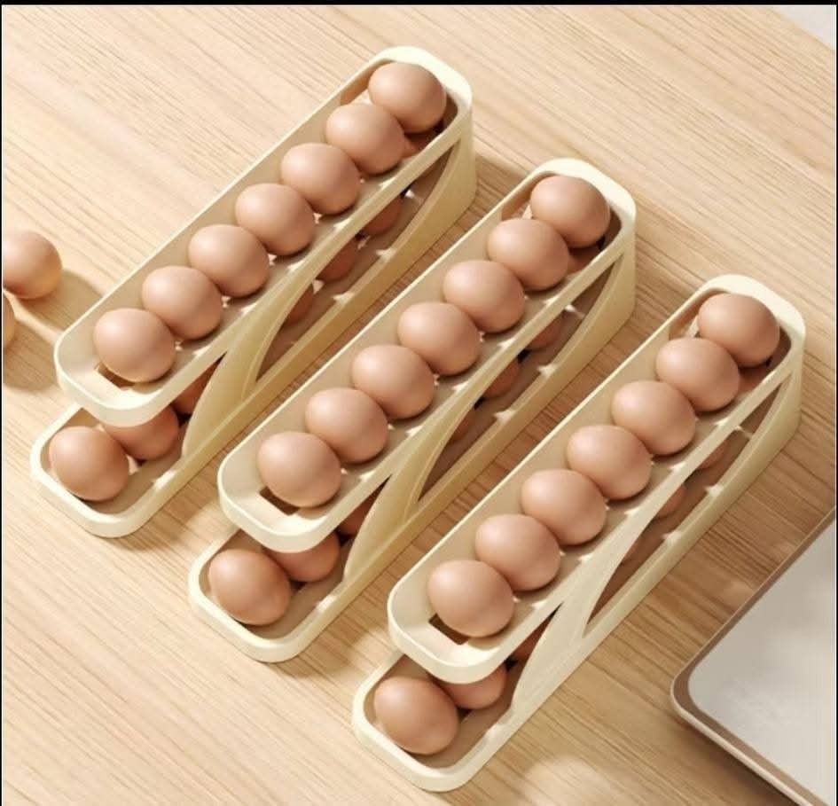 Automatic Kitchen Rolling Eggs Organizer (Category: Food Organization & Storage) located in Manila. Submitted by kairos_luckyonlineshop (Listing ID 1443598278, Image 3). Description: Available Colors : White & OFF White.