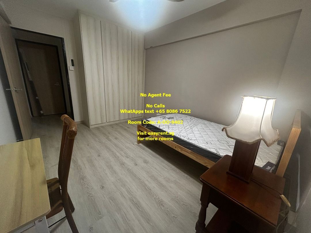 Bedok MRT Common Room (Category: Room Rentals) located in Singapore. Submitted by leeon_ling (Listing ID 1443515708, Image 1). Description: Room Code: A-OO-9402 Bedok north Road 460428 Near Bedok MRT MALE & FEMALE welcome Other Race owner PUB/Utilities (Water & electricity) included - Yes Common Room 1pax - $900 Common Room 2pax - $No Common Room 3pax - $No Common Room 4pax - $No Minimum 6 months occupancy Owner prefer 12 months lease Availabilit