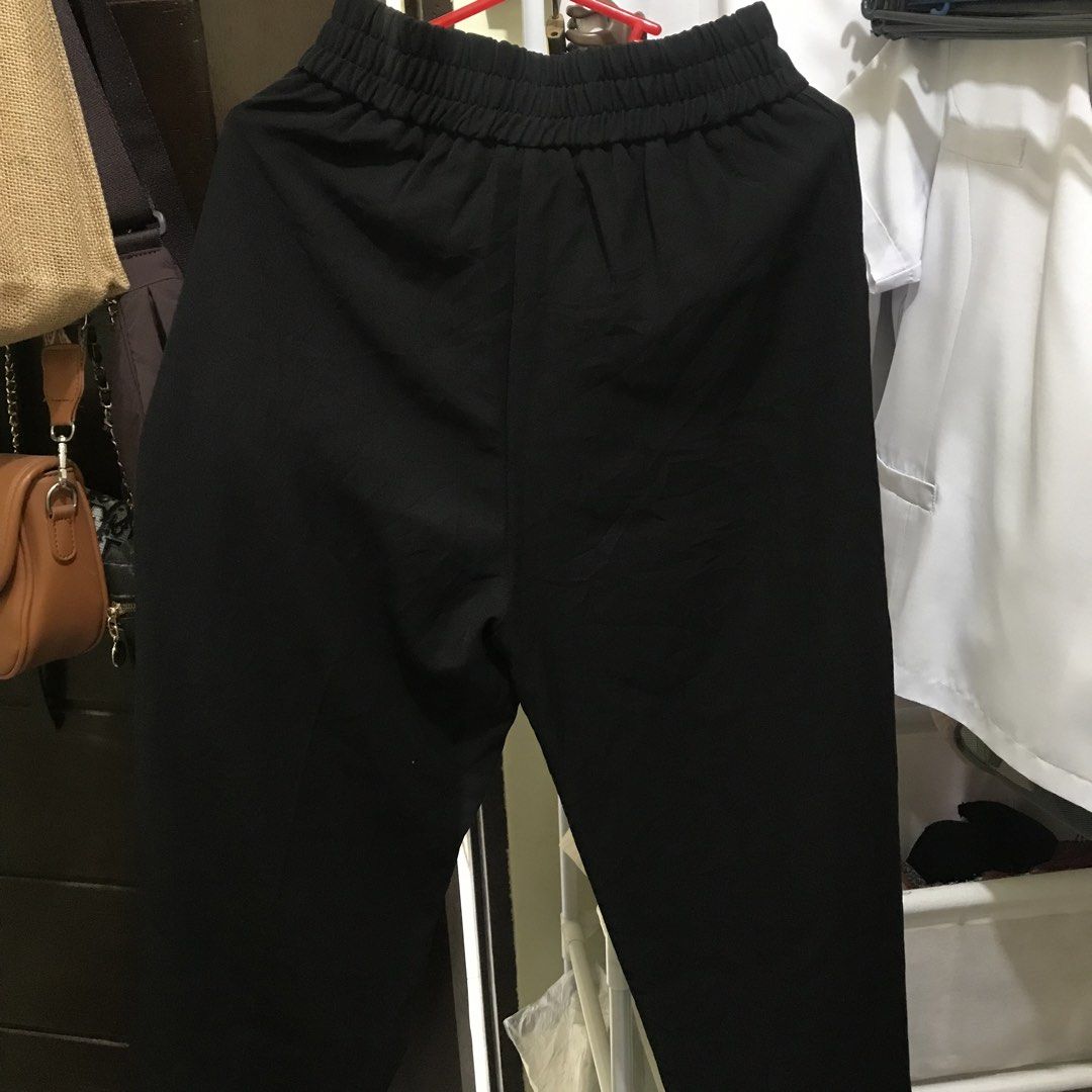 Black High-Waisted trousers with garter (Category: Other Bottoms) located in Manila. Submitted by bbeeaa (Listing ID 1443560706, Image 2). Description: - w: 24-28 in; l: 35 in - thrifted and washed but never worn - super like new! .