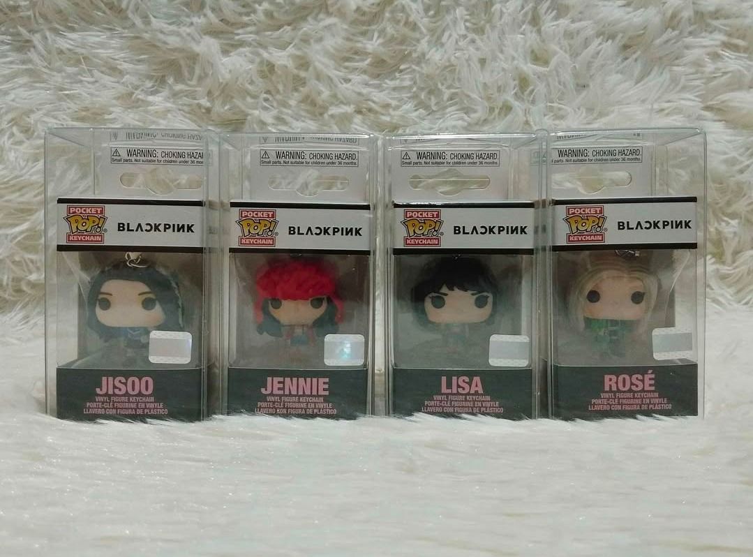 BLACKPINK Funko Pop! Pocket Keychain (Category: Designer & Blind Box Toys) located in Taguig. Submitted by booksbynini (Listing ID 1443576948, Image 1). Description: 500 Each - Set includes Jisoo, Jennie, Lisa, and Rosé. - Each figure is a vinyl keychain. - Perfect for fans to collect and show their love for the group. - Great for decorating bags, backpacks, or as a display piece..
